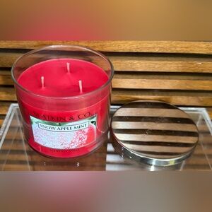 Rare HTF Bath & Body Works Snow Apple Mint 3-Wick Scented Candle